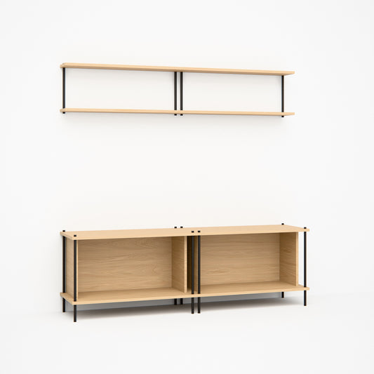 oak-media-combo-150cm-tv-bench-floating-shelf -- Studioansicht