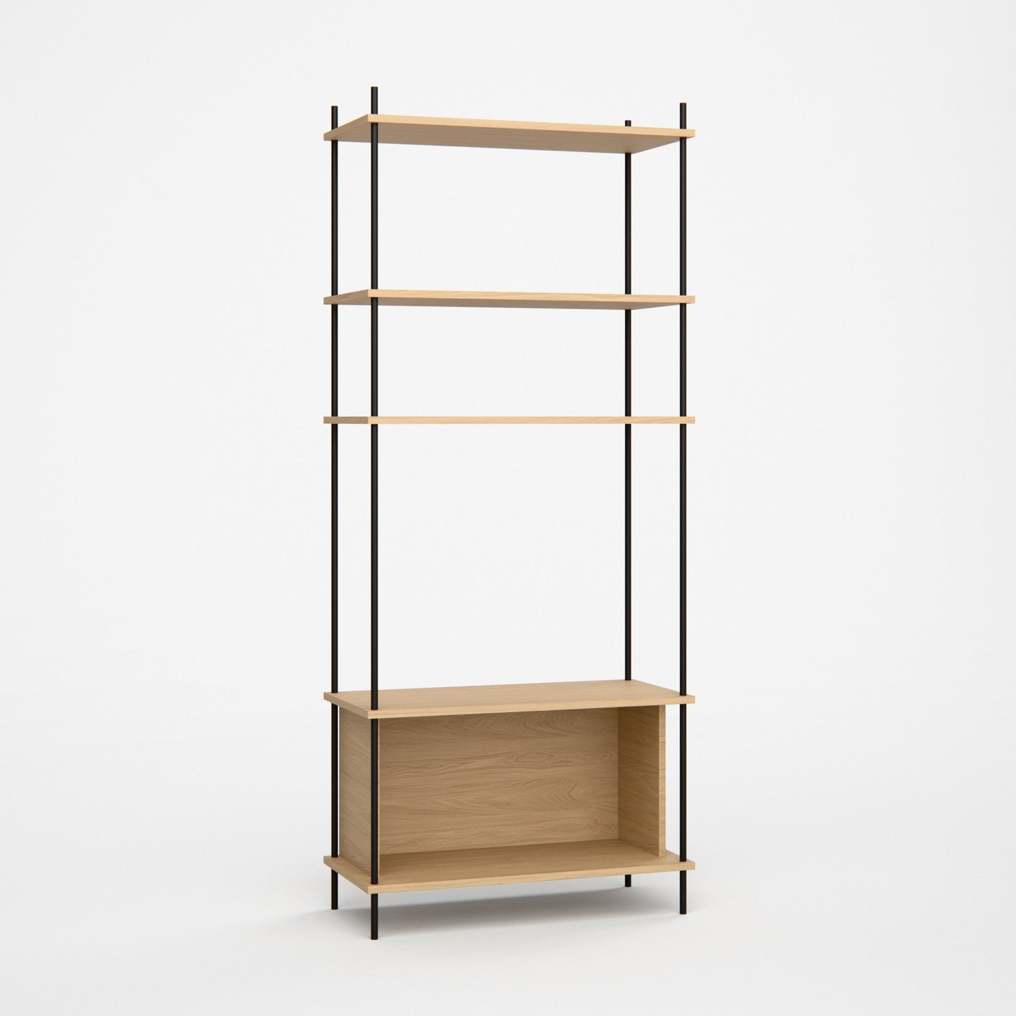 oak-modular-shelving-180-cm-standing-single-section-h1-bundle -- Studioansicht