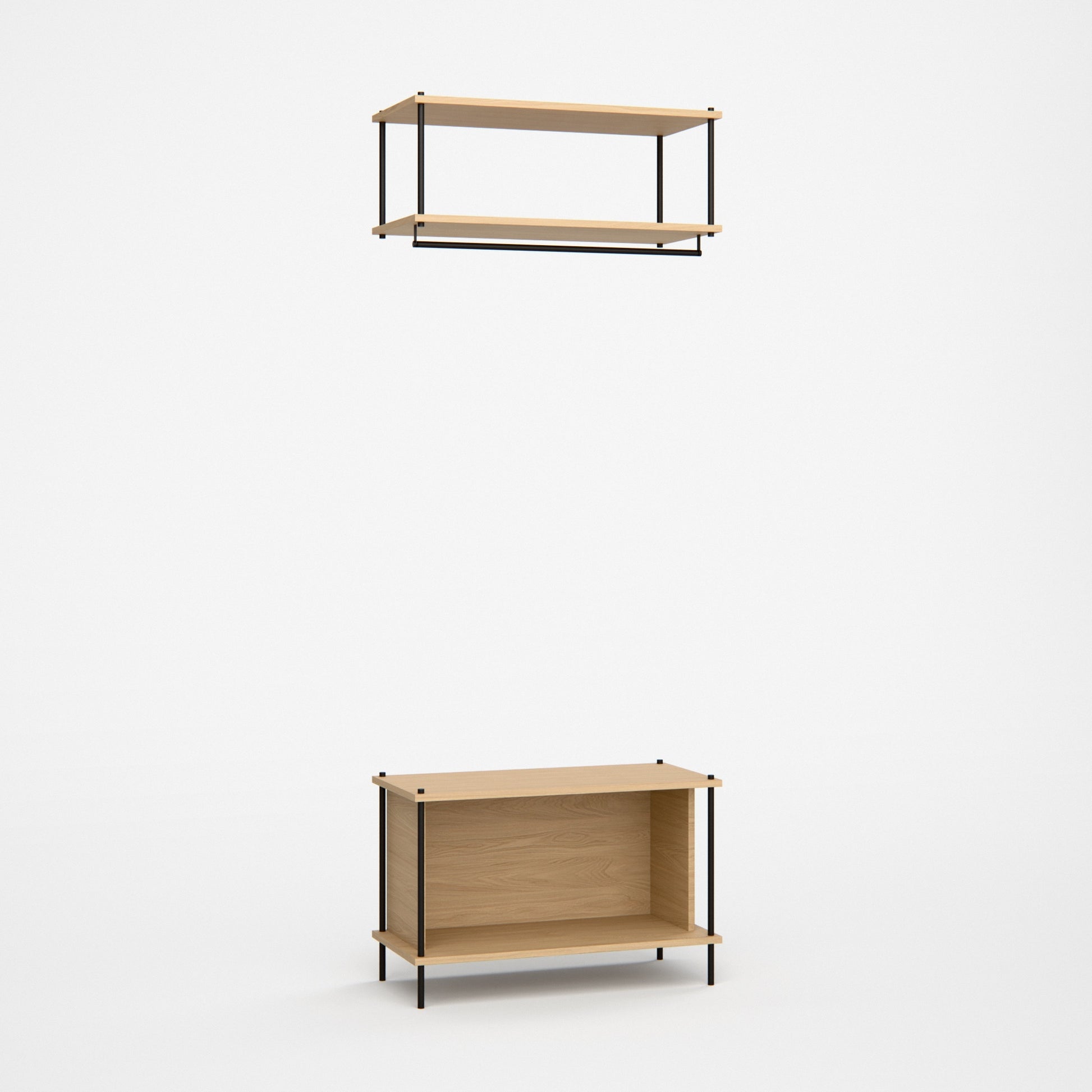 oak-wardrobe-bundle-coat-rail-shoe-bench-l1-l1 -- Studioansicht