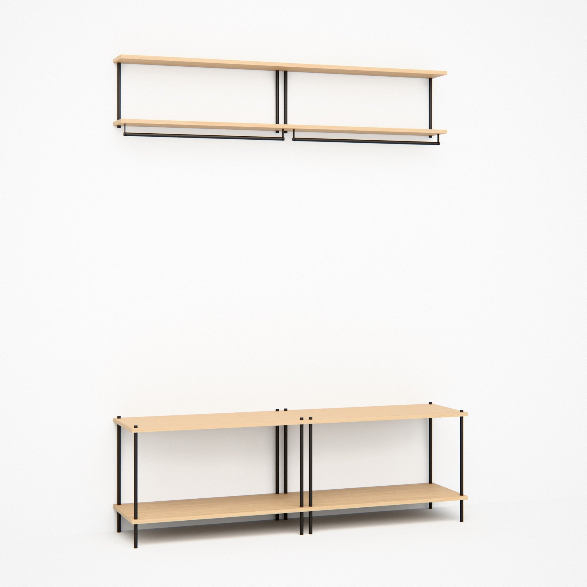 oak-wardrobe-combo-150cm-coat-rail-bench -- Studioansicht