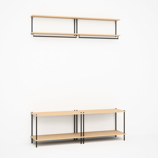 oak-wardrobe-combo-150cm-coat-rail-bench -- Studioansicht