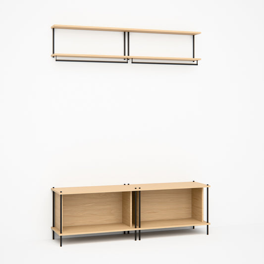 oak-wardrobe-combo-150cm-coat-rail-shoe-bench -- Studioansicht